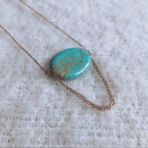 New Handmade Turquoise Howlite Stone Gold Necklace